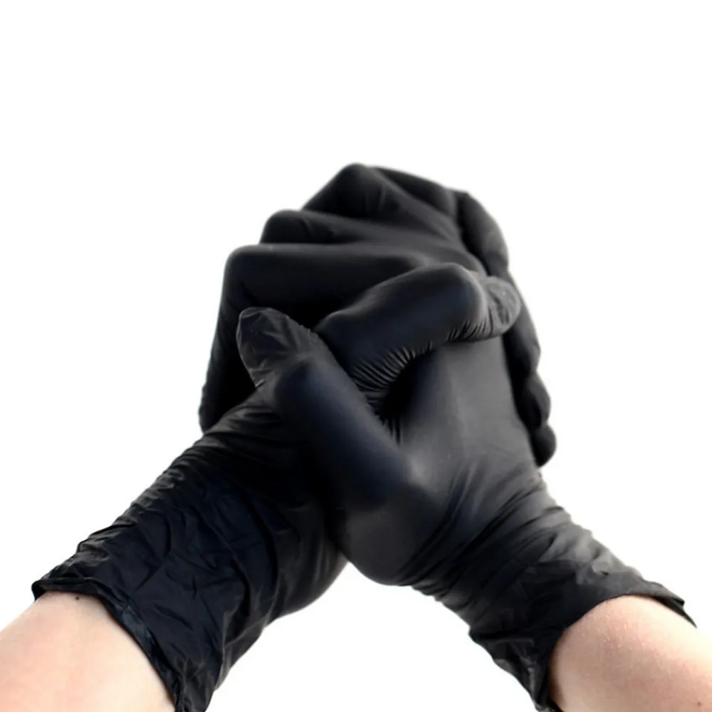 100 Gants Nitrile Noirs Non Poudrés Taille XL (9/10) Résistants et Confortables Usage Alimentaire ou Professionnel ->D-Work Discount