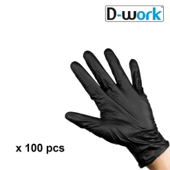 100 Gants Nitrile Noirs Non Poudrés Taille XL (9/10) Résistants et Confortables Usage Alimentaire ou Professionnel ->D-Work Discount