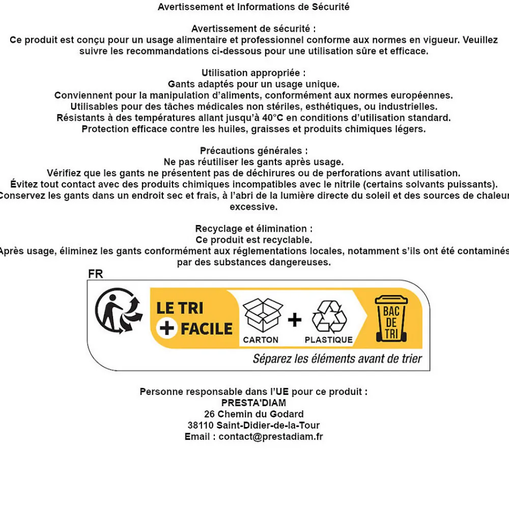 1000 Gants Nitrile Noirs Non Poudrés Taille XL (9/10) Résistants et Confortables Usage Alimentaire ou Professionnel ->D-Work Discount