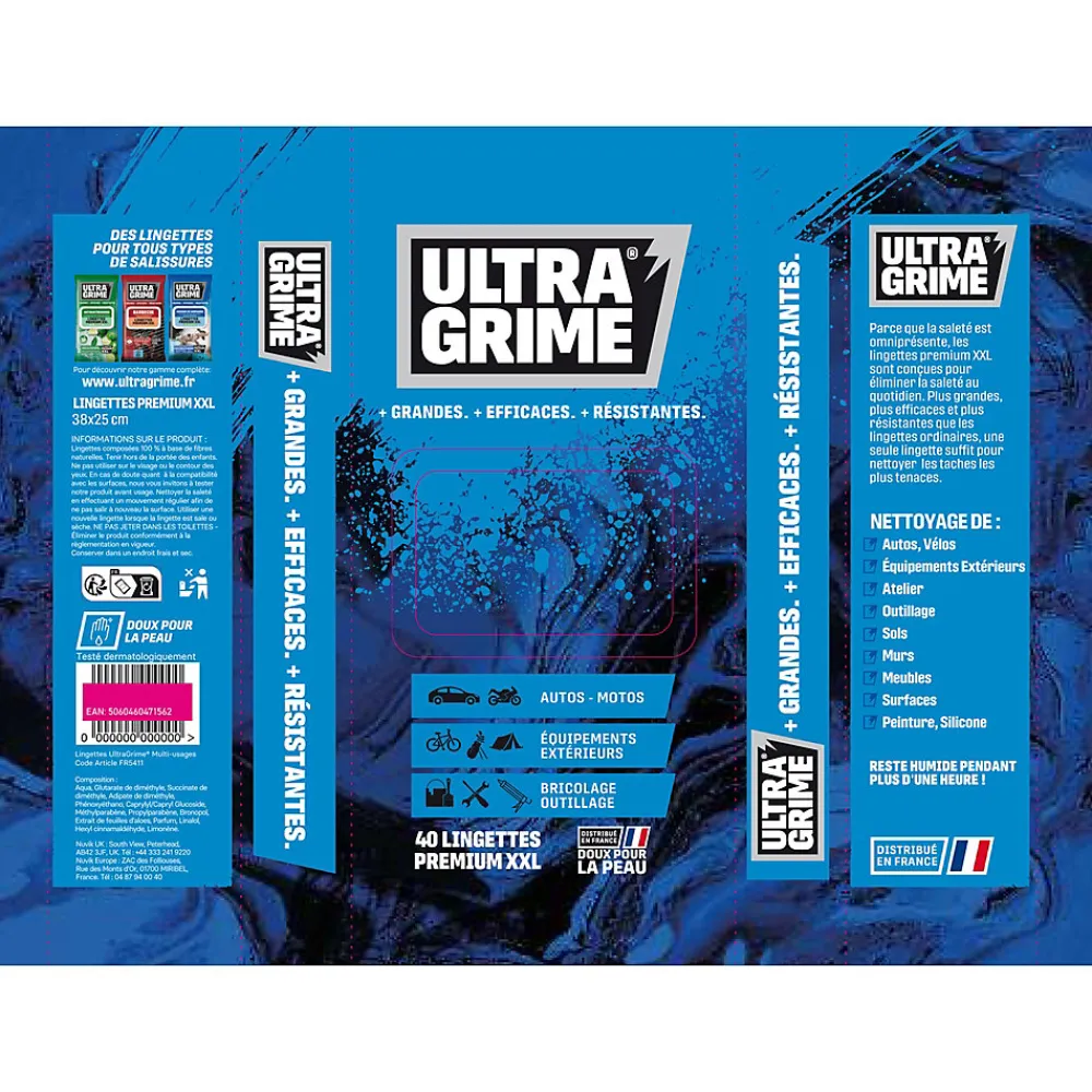 40 lingettes multi-usages premium XXL L.38 x l.25 cm>Ultragrime Best