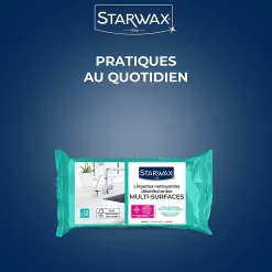 Starwax 50 lingettes nettoyantes désinfectantes* Produit Multi-Usages|Lingette