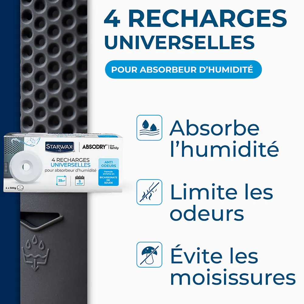 4 recharges de 500g universelles pour absorbeur d'humidité>Starwax Discount