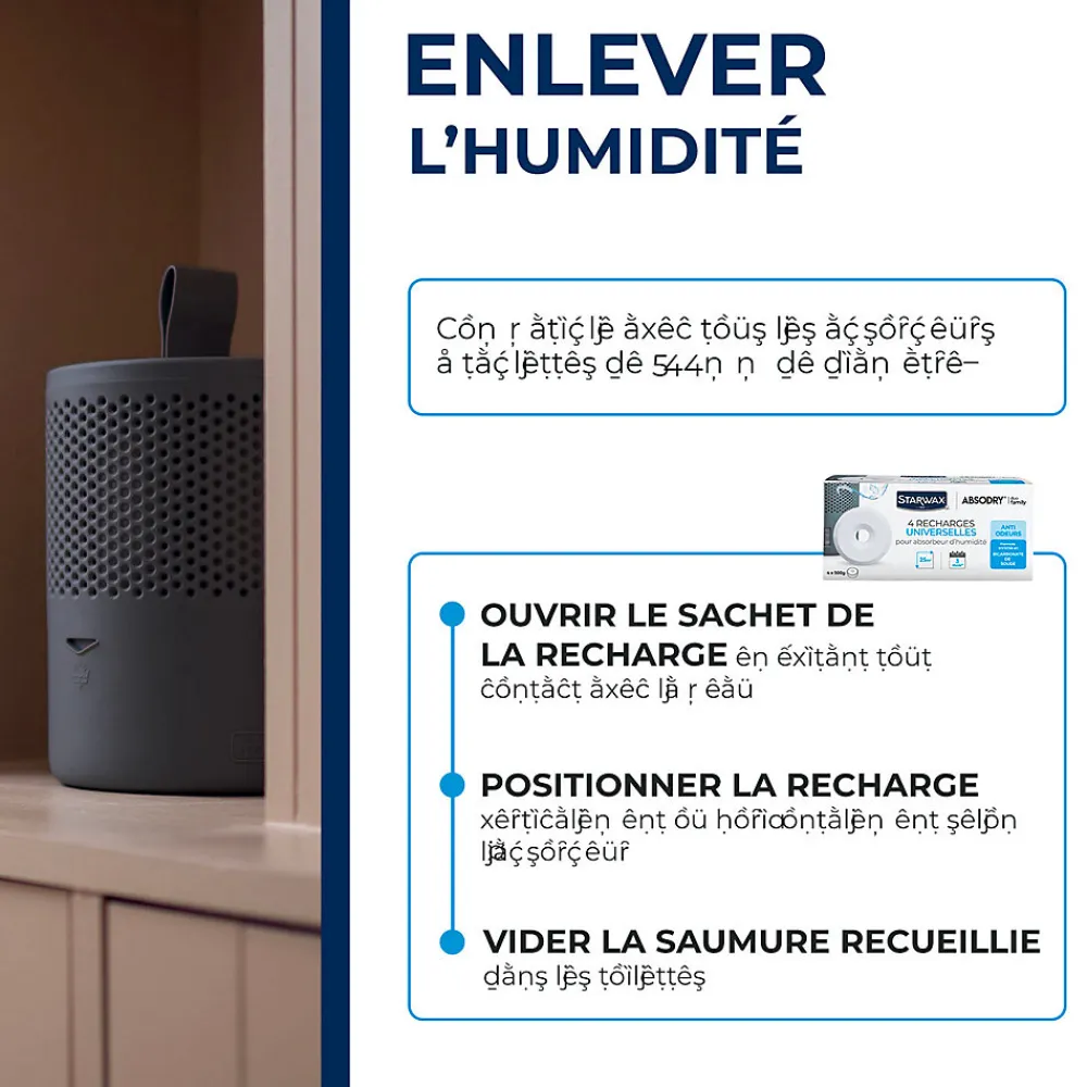 4 recharges de 500g universelles pour absorbeur d'humidité>Starwax Discount