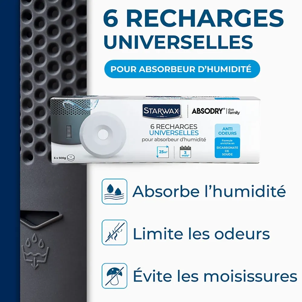 Starwax 6 recharges de 500g universelles pour absorbeur d'humidité* Absorbeur D'Humidité