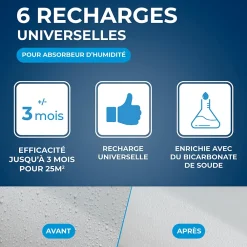 Starwax 6 recharges de 500g universelles pour absorbeur d'humidité* Absorbeur D'Humidité