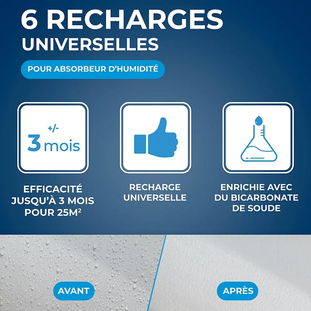 Starwax 6 recharges de 500g universelles pour absorbeur d'humidité* Absorbeur D'Humidité
