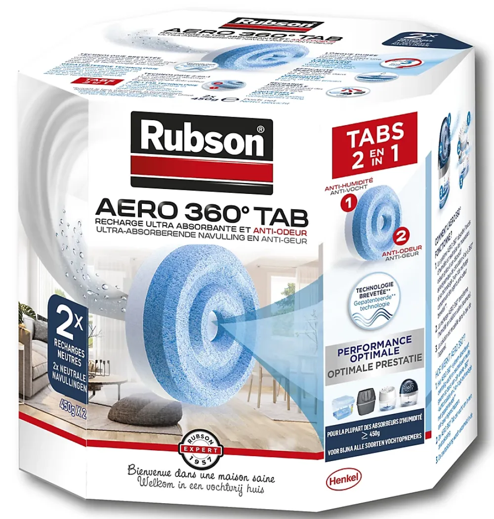 Rubson 2 recharges pour absorbeur d'humidité Aero 360°* Absorbeur D'Humidité