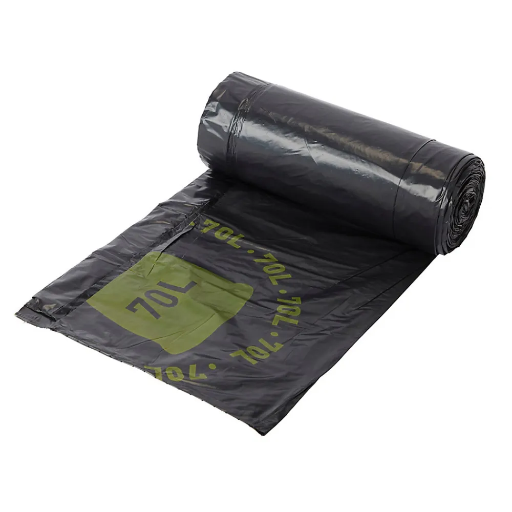 20 sacs poubelle à poignées coulissantes noirs 70 L> Clearance