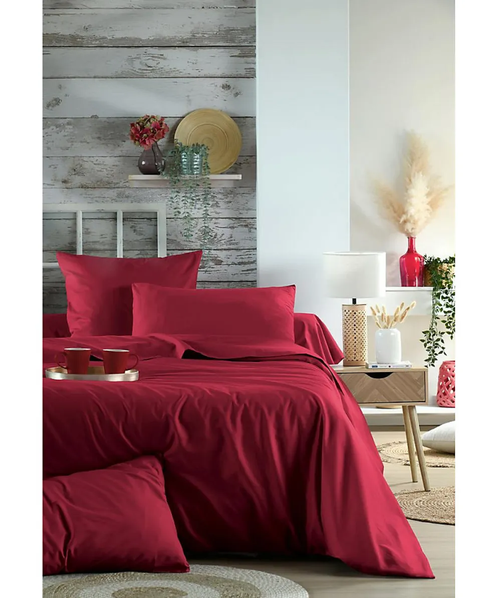 1 Taie de traversin percale de coton uni 45 x 185 cm Elysee rouge>Eden Clearance