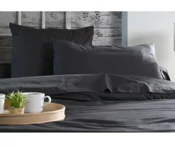 Eden 1 Taie de traversin percale de coton uni 45 x 185 cm Elysee anthracite* Taie D'Oreiller