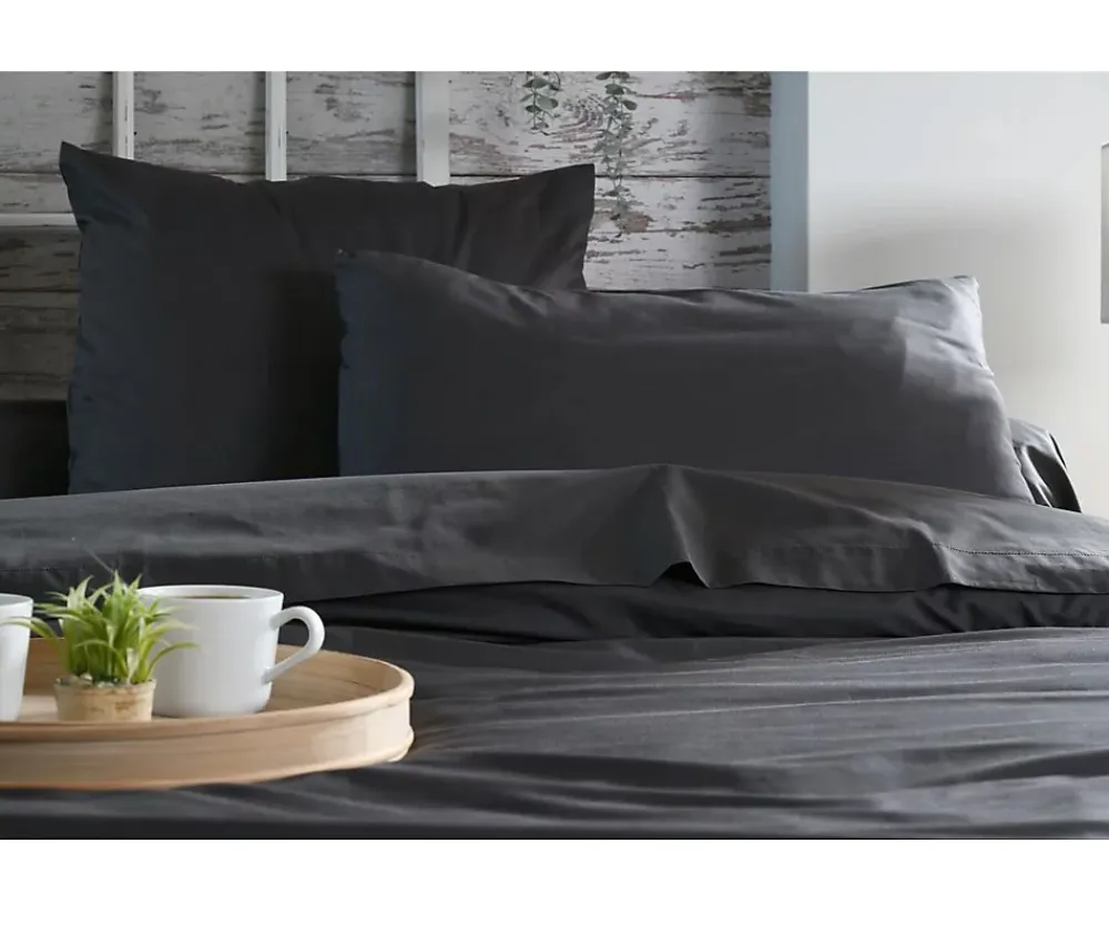 Eden 1 Taie de traversin percale de coton uni 45 x 185 cm Elysee anthracite* Taie D'Oreiller