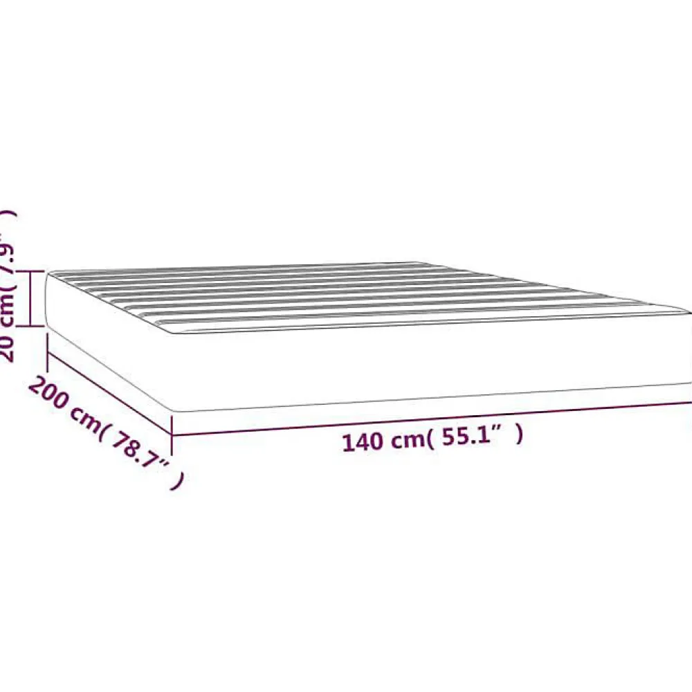 347809 Matelas de lit à ressorts ensachés Gris foncé 140x200 cm epaisseur 20 cm>Vidaxl
