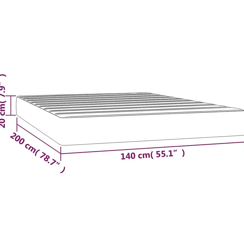 347809 Matelas de lit à ressorts ensachés Gris foncé 140x200 cm epaisseur 20 cm>Vidaxl