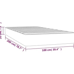347748 Matelas de lit à ressorts ensachés Gris clair 100x200x20 cm><noscript><img width=