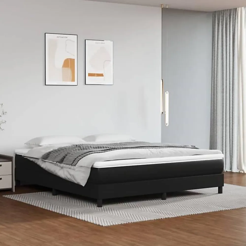Vidaxl 3120712 Sommier à ressorts de lit Noir 180x200 cm Similicuir* Sommier