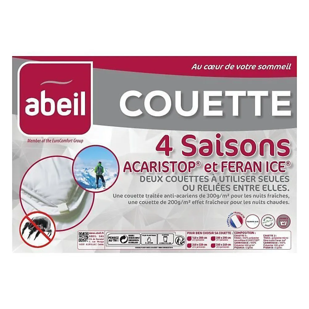 Couette 4 Saisons ANTI-ACARIENS 140x200cm>Abeil Discount