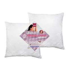 Abeil Lot de 2 Oreillers a mémoire de forme matelassés- 60x60 cm - Blanc* Oreiller Mémoire De Forme