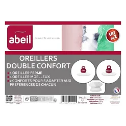 Lot de 2 Oreillers DOUBLE CONFORT 100% Coton 60x60cm><noscript><img width=