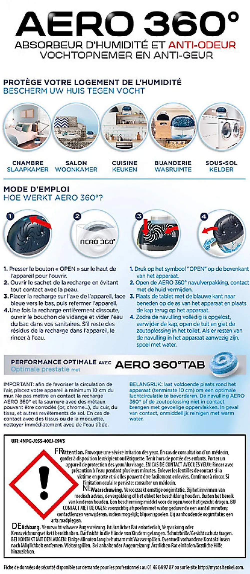 Rubson Absorbeur d'humidité AERO 360 40m²* Absorbeur D'Humidité
