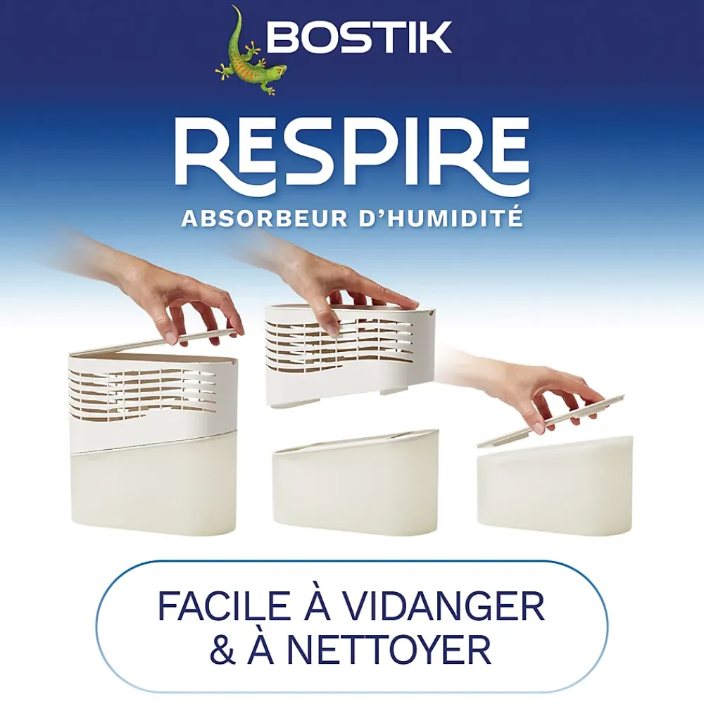 Bostik Absorbeur d'humidité avec 2 tablettes de 250 g Respire pour surface de 25 m²* Absorbeur D'Humidité