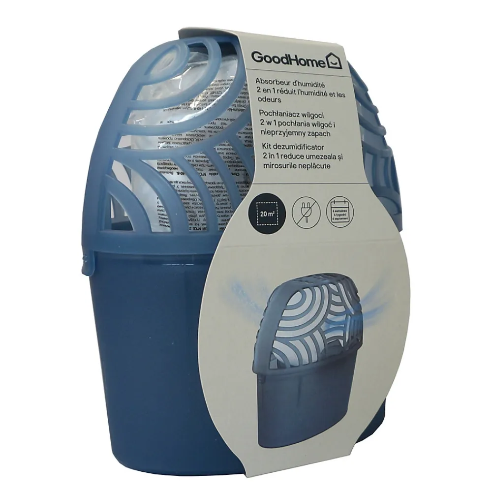 Absorbeur d'humidité 20m² + 1 recharge galet 450g>GoodHome Online