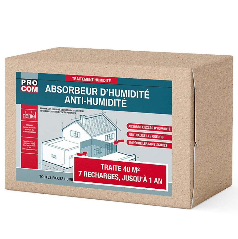 Absorbeur d'humidité, protection anti-humidité -kit 40 m² + 7 recharges->Procom Clearance