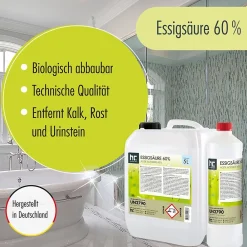 Höfer Chemie Acide Acétique 60 %, 1 x 1 L : Nettoyant Concentré, Et Économique Pour Un Usage Ménager Polyvalent* Acide Chlorhydrique