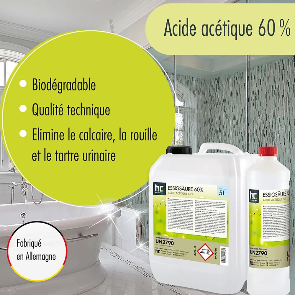 Acide Acétique 60 %, 2 x 5 L : Nettoyant Concentré, Et Économique Pour Un Usage Ménager Polyvalent>Höfer Chemie Outlet