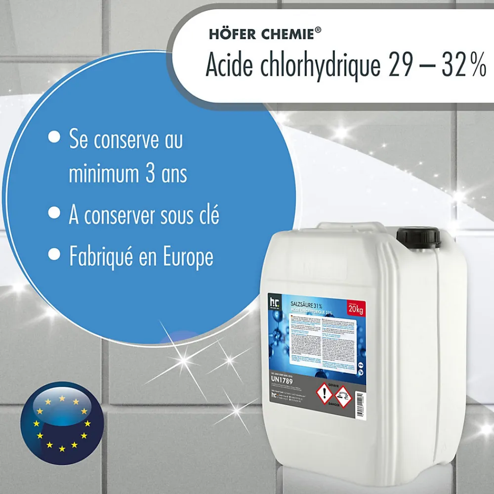 Acide Chlorhydrique 29-32%, Bidon De 4 x 20 Kg, Nettoyage, Décapage, Traitement Métallurgique>Höfer Chemie Hot