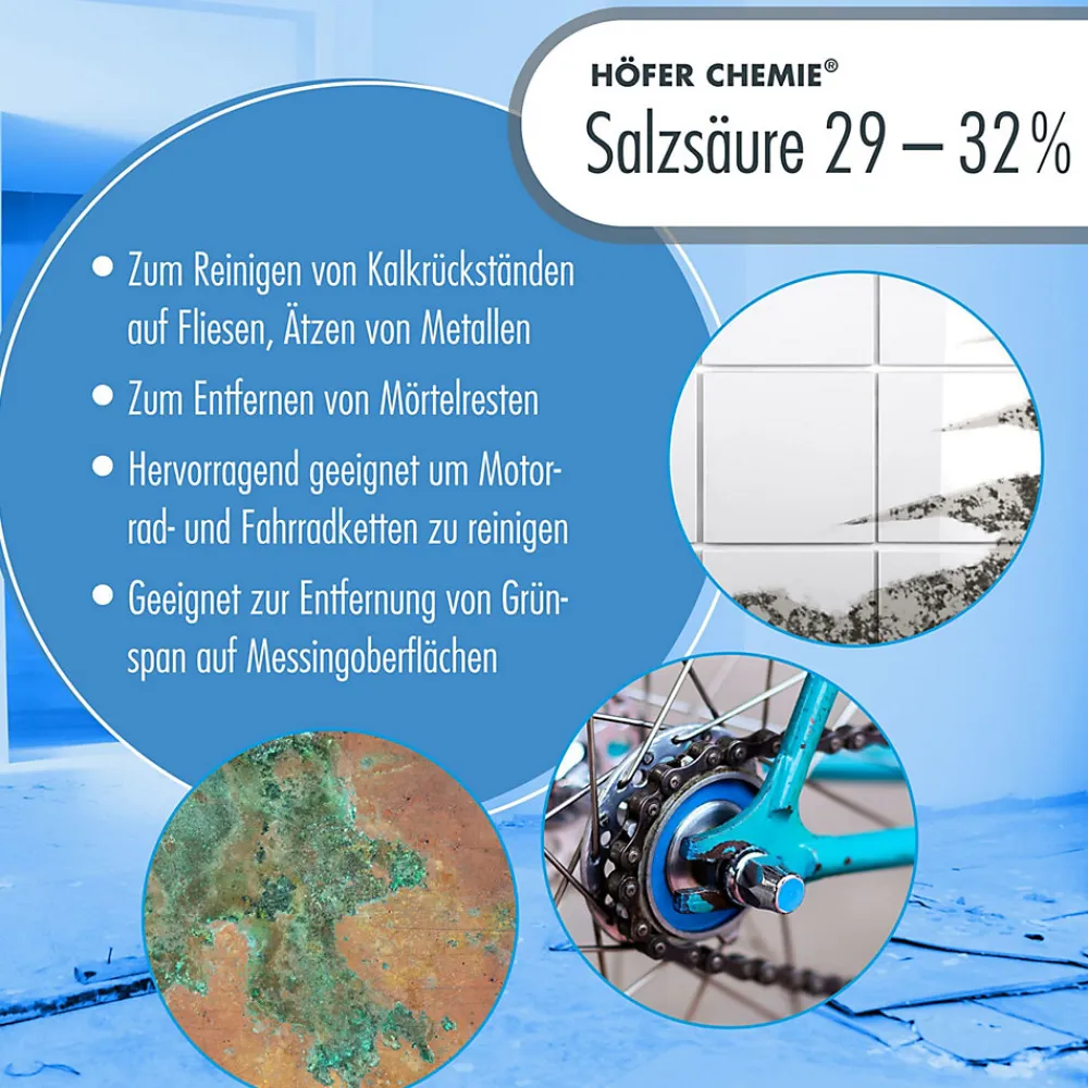 Acide Chlorhydrique 29-32%, Bidon De 4 x 20 Kg, Nettoyage, Décapage, Traitement Métallurgique>Höfer Chemie Hot