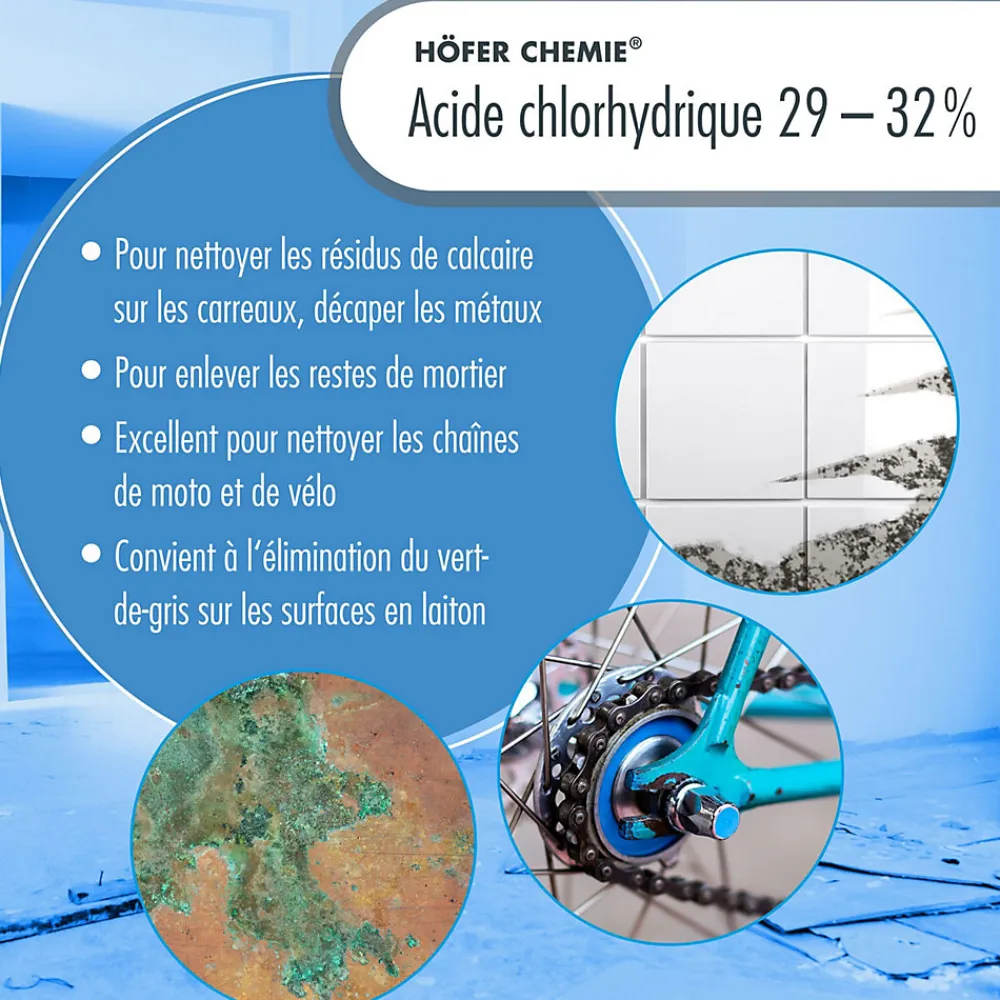Acide Chlorhydrique 29-32%, Bidon De 4 x 20 Kg, Nettoyage, Décapage, Traitement Métallurgique>Höfer Chemie Hot
