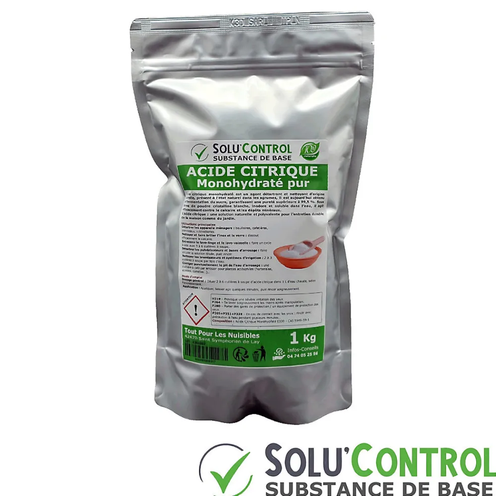 Tout Pour Les Nuisibles Acide citrique monohydraté pur 1 kg - 100% d'origine naturel - Nettoyer, détartrer, raviver l'inox et corriger le pH* Produit Multi-Usages