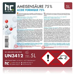 Höfer Chemie Acide Formique 75 % 2 x 5 L, Puissant Nettoyant Technique Pour Détartrage, Décapage Et Traitement Du Cuir* Acide Chlorhydrique