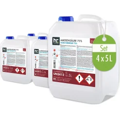 Höfer Chemie Acide Formique 75 % 4 x 5 L, Puissant Nettoyant Technique Pour Détartrage, Décapage Et Traitement Du Cuir* Acide Chlorhydrique