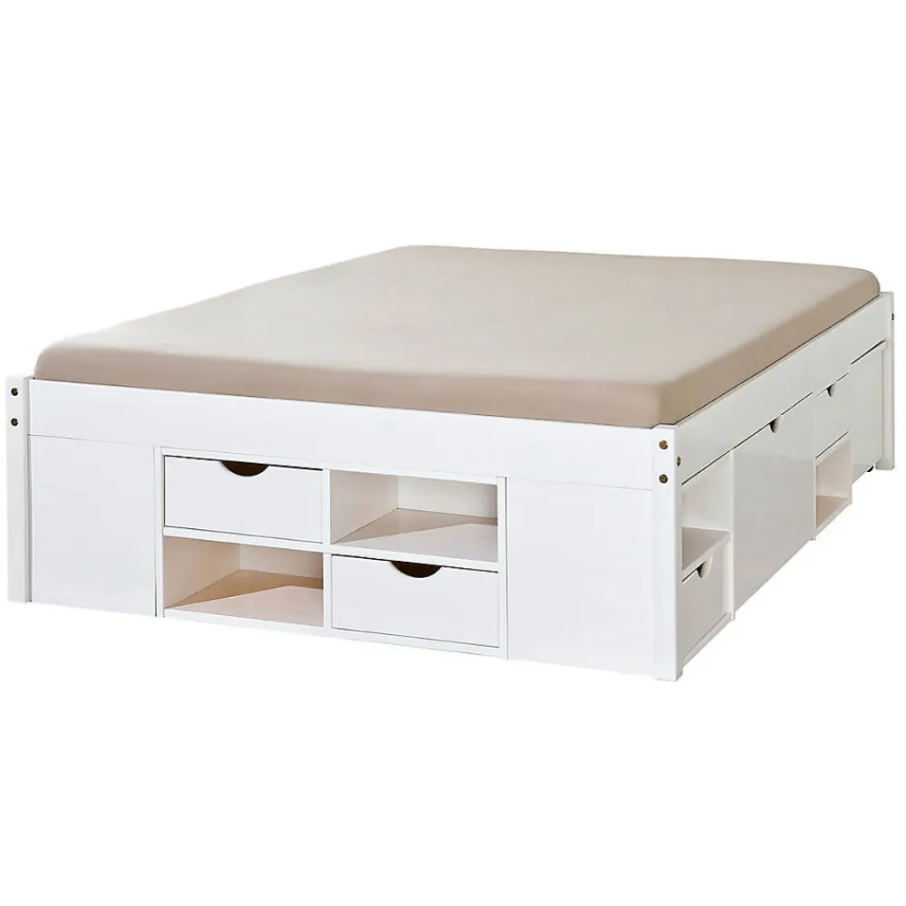 ALASKA - Lit 180x200cm multi-rangement Vernis Blanc>Altobuy Sale