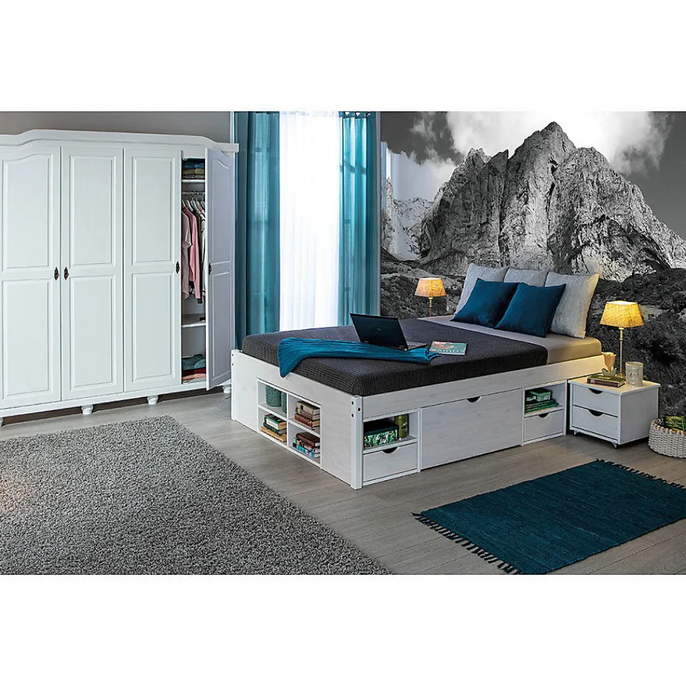 ALASKA - Lit 180x200cm multi-rangement Vernis Blanc>Altobuy Sale