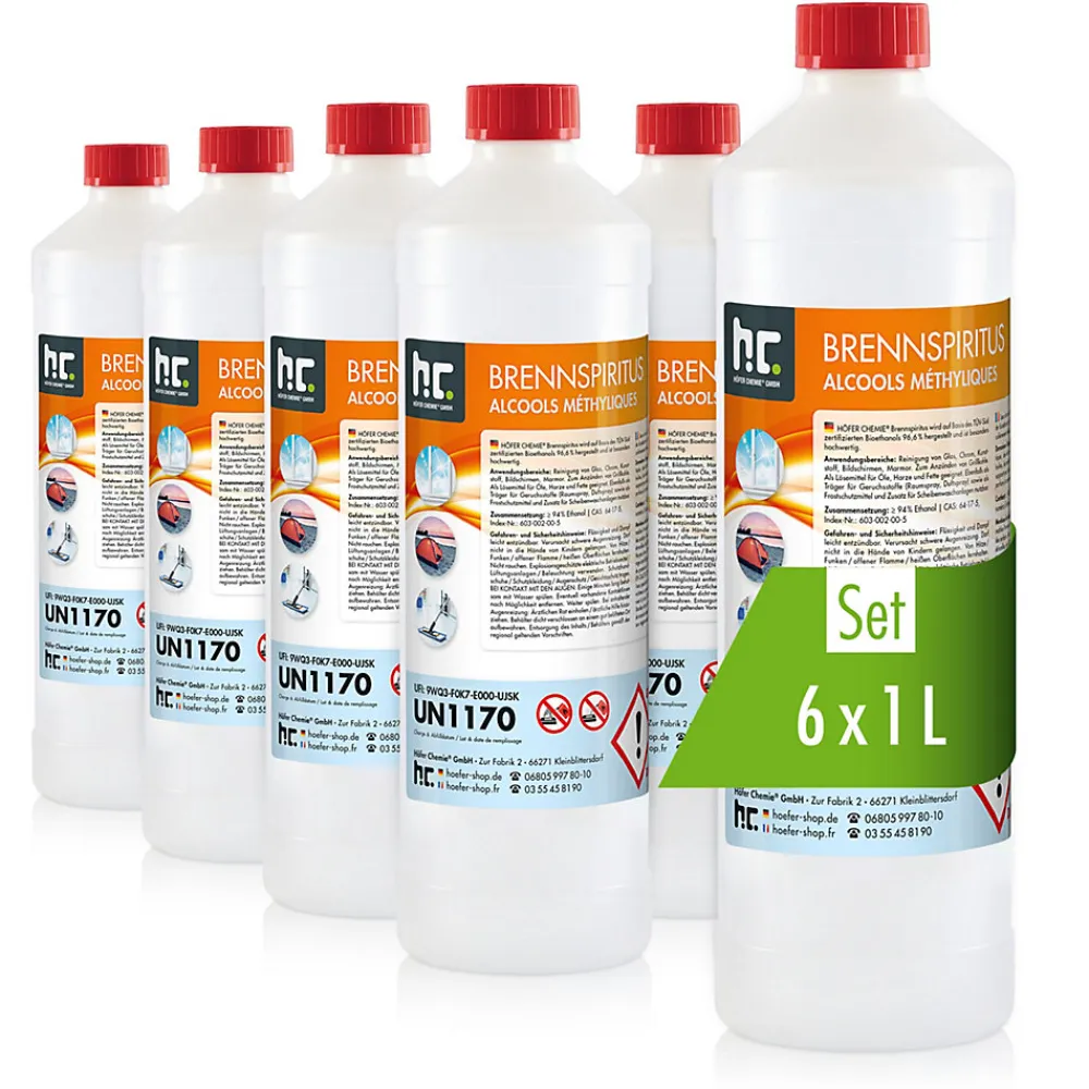 Alcool À Brûler 94 % 15 x 1 L, Haute Pureté Pour Nettoyage, Dégraissage Et Antigel Des Vitres Et Surfaces Domestiques>Höfer Chemie Clearance