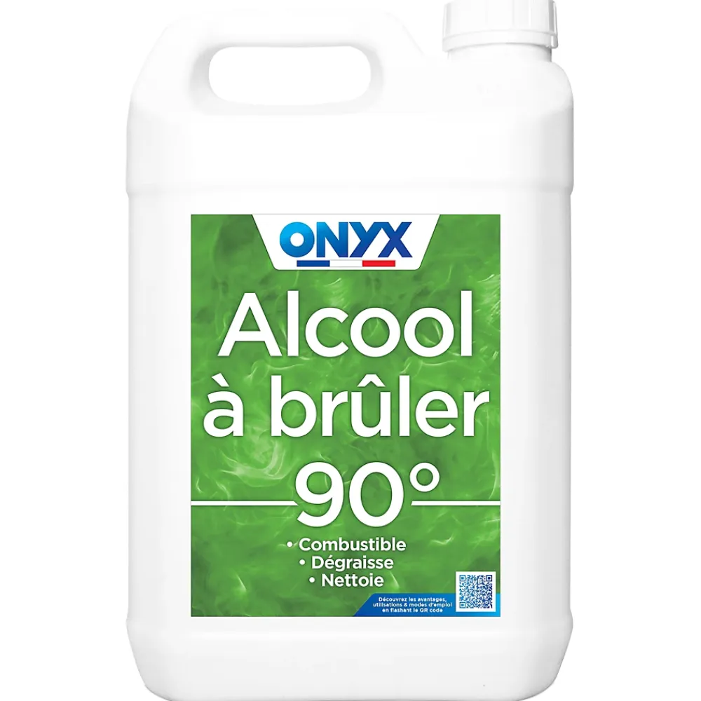 Onyx Alcool à brûler 90° pour métal, bois, tissus et vitres 5 L* Alcool À Brûler