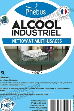 Phebus Alcool industriel nettoyant multi-usages 95° 5L* Alcool Ménager
