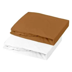 Alèse et drap-housse P'TIT DODO 60 x 120 cm Blanc Caramel - Set 2 pièces>Mon P'Tit Dodo New