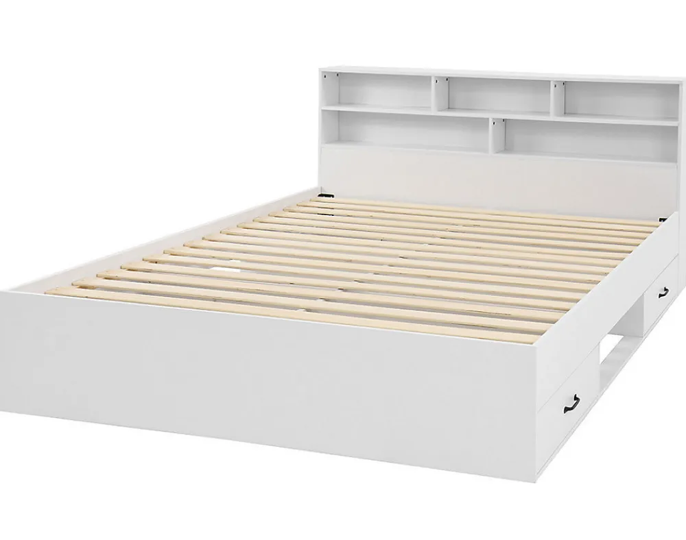 Andrea - lit avec rangements - 180x200 cm - sommier inclus - bois ->Best Mobilier