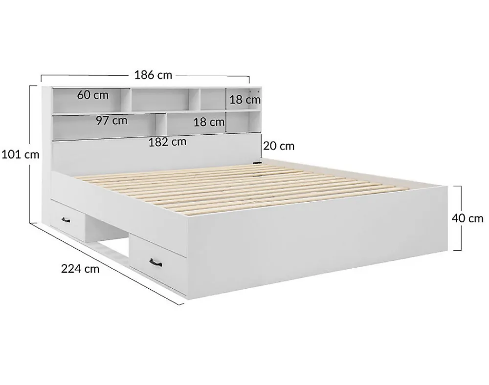 Andrea - lit avec rangements - 180x200 cm - sommier inclus - bois ->Best Mobilier