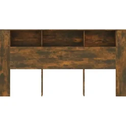Vidaxl ANSELF Tête de lit avec Rangement,Tete de lit Bois,Design Mural,Espace de Rangement,Chêne fumé 200x18,5x104,5 cm* Tête De Lit