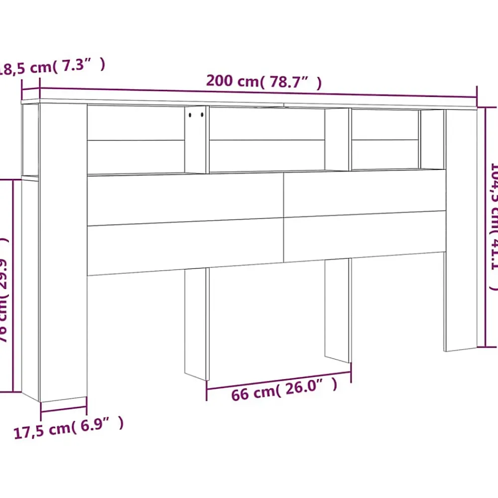 Vidaxl ANSELF Tête de lit avec Rangement,Tete de lit Bois,Design Mural,Espace de Rangement,Chêne fumé 200x18,5x104,5 cm* Tête De Lit