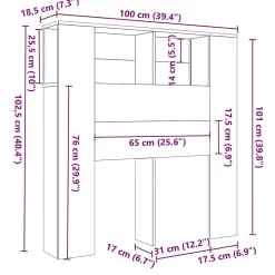 Armoire de tête de lit vieux bois 100x18,5x102,5 cm><noscript><img width=