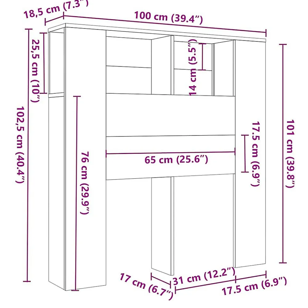 Armoire de tête de lit vieux bois 100x18,5x102,5 cm>Vidaxl Sale