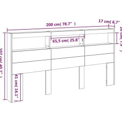 Armoire tête de lit avec LED blanc 200x17x102 cm><noscript><img width=