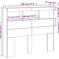Vidaxl Armoire tête de lit avec LED blanc 120x17x102 cm* Tête De Lit