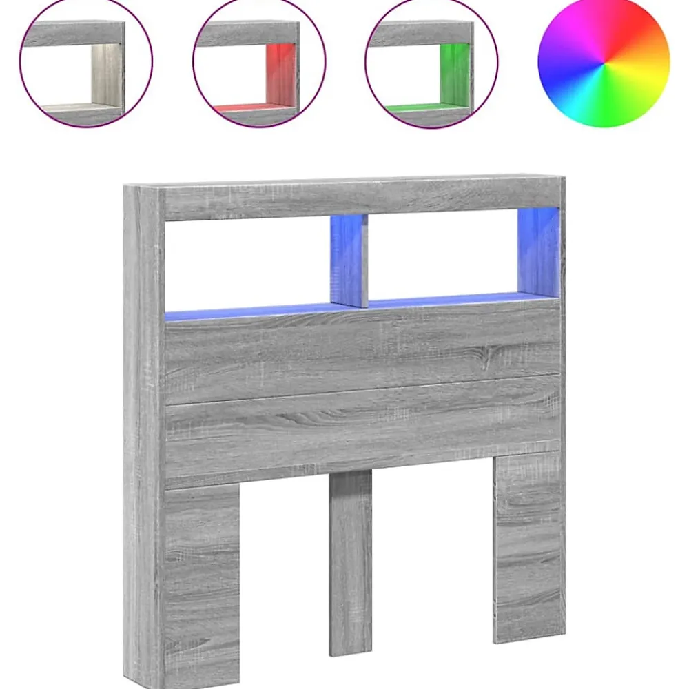 Vidaxl Armoire tête de lit avec LED sonoma gris 100x17x102 cm* Tête De Lit
