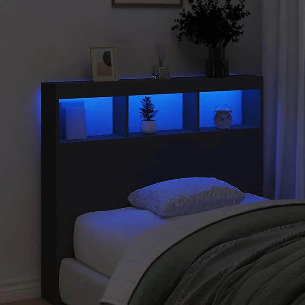 Vidaxl Armoire tête de lit avec LED noir 120x17x102 cm* Tête De Lit